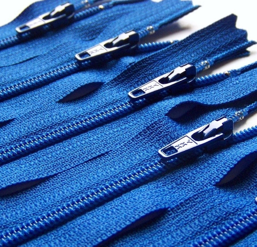 Ten 4 Inch Royal Blue YKK Zippers Color 918