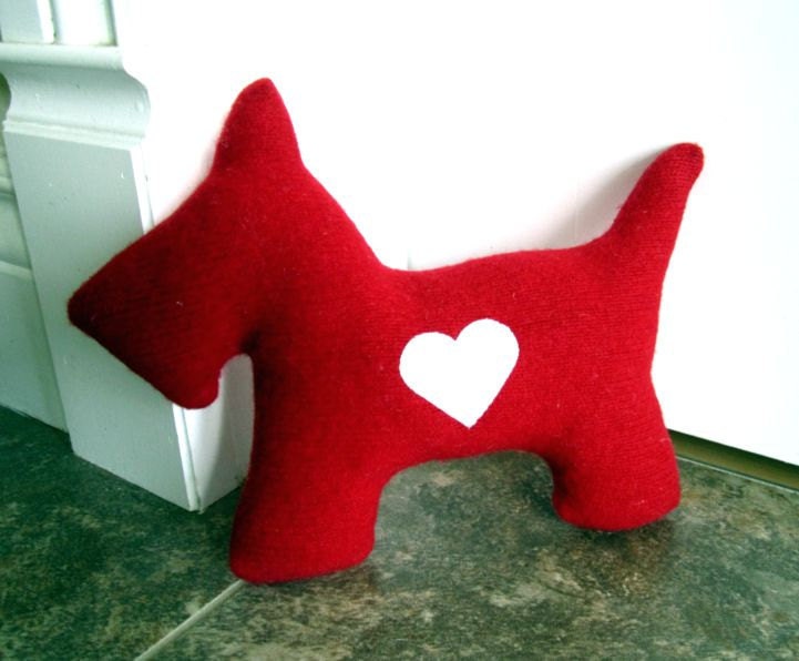 Scottie Dog Pillow Plush - Recycled Wool - Puppy Love