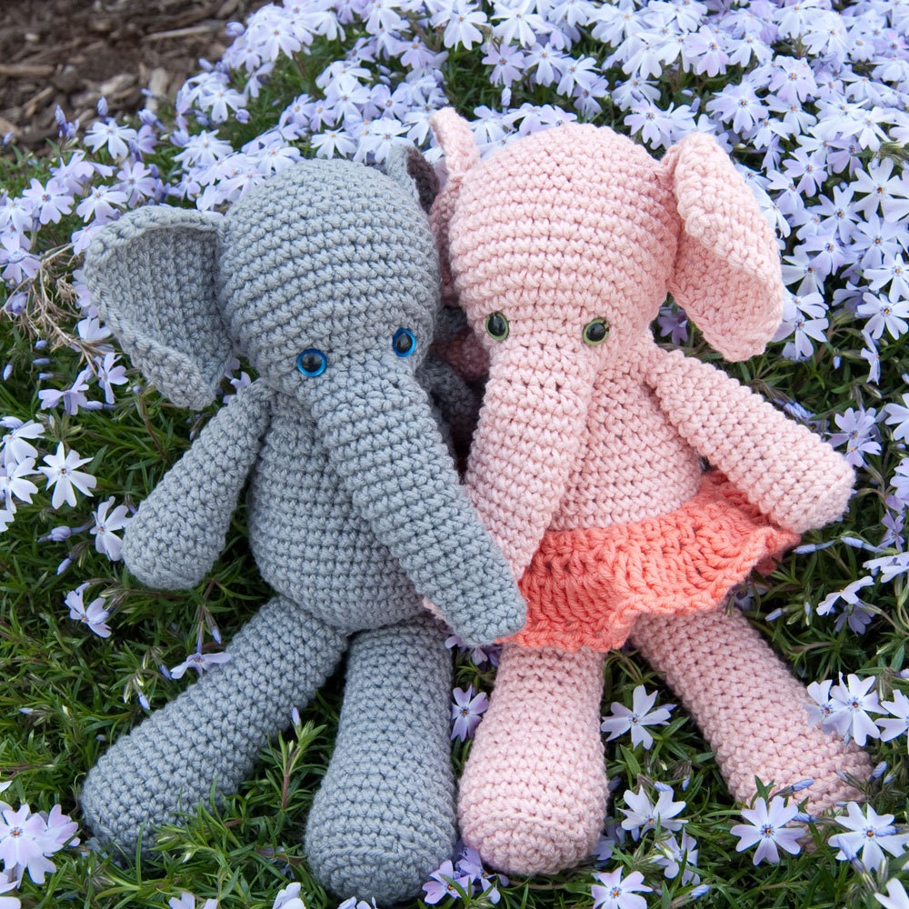 Instant Download Crochet Pattern - Morris and Matilda Amigurumi Elephant Dolls