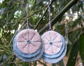 Minty Blue and Cream Felt Sterling Silver Drop Earrings