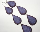 Triple Teired Felt Tear Drop Earrings Shades of Purple