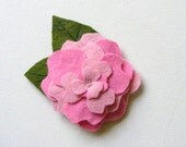 Pink Layerd Felt  Floral Hair Clip Handmade