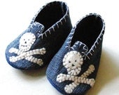 Baby shoes Denim, Baby Boy Skull Mocs