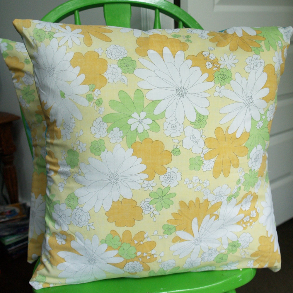 Etsy Sale - Set of Two vintage looking pillowcases (retro flowers) 20x20