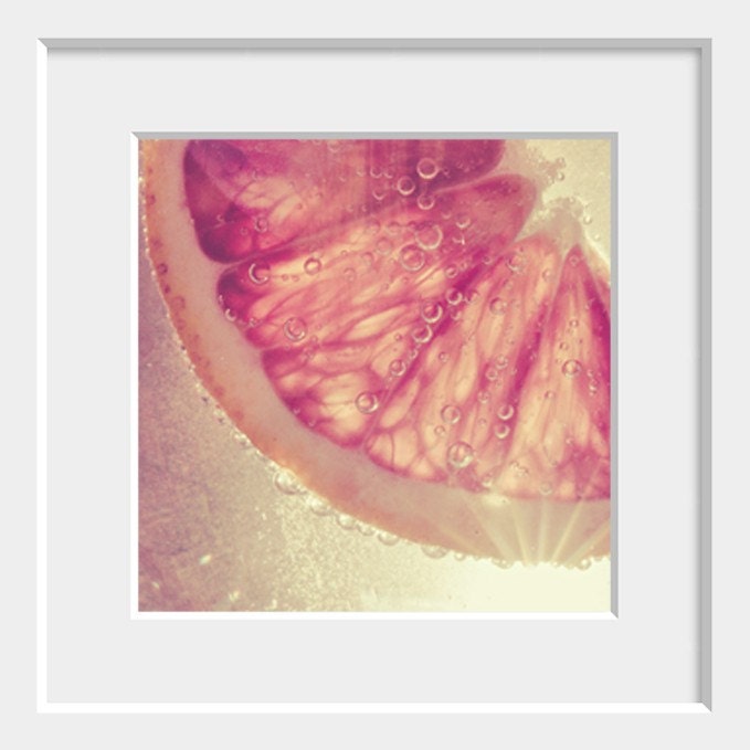 grapefruit citrus photograph / macro / food, fruit, kitchen decor / gold, pink / sunkist / 8x8