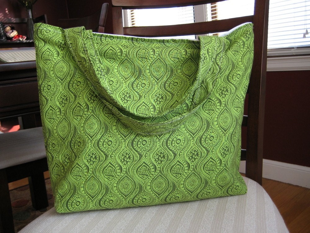 Tote Bag- Green and white