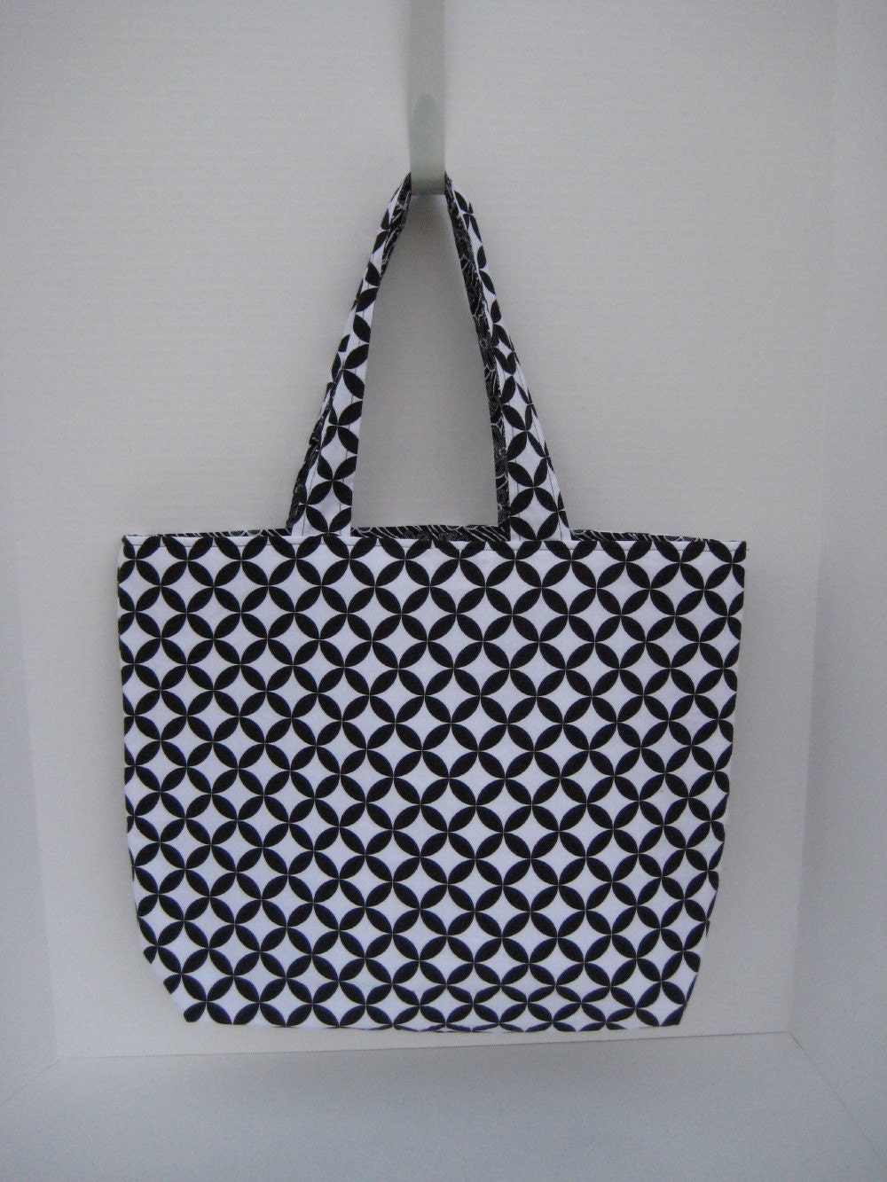 Tote Bag- Reversible Black and White Geometric