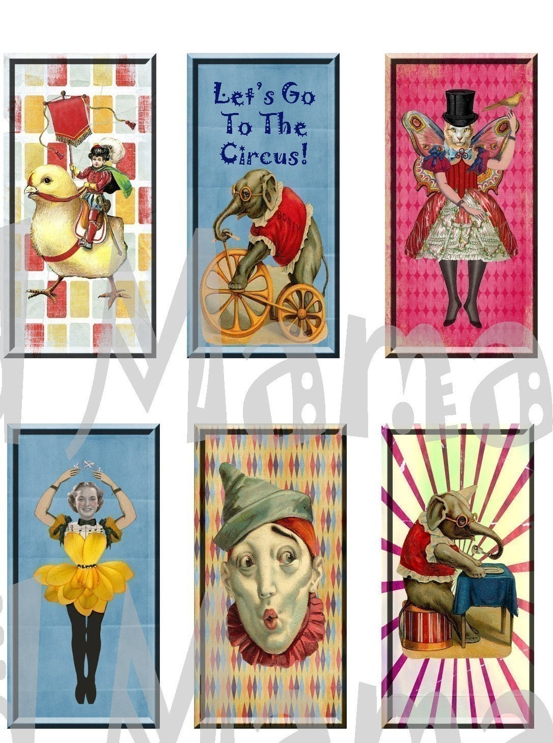 Circus Domino Digital Collage Sheet
