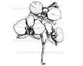 INSTANT Download ORCHIDS Digital Art Stamp Image for Scrapbooking, Cards, Mixed Media Art
