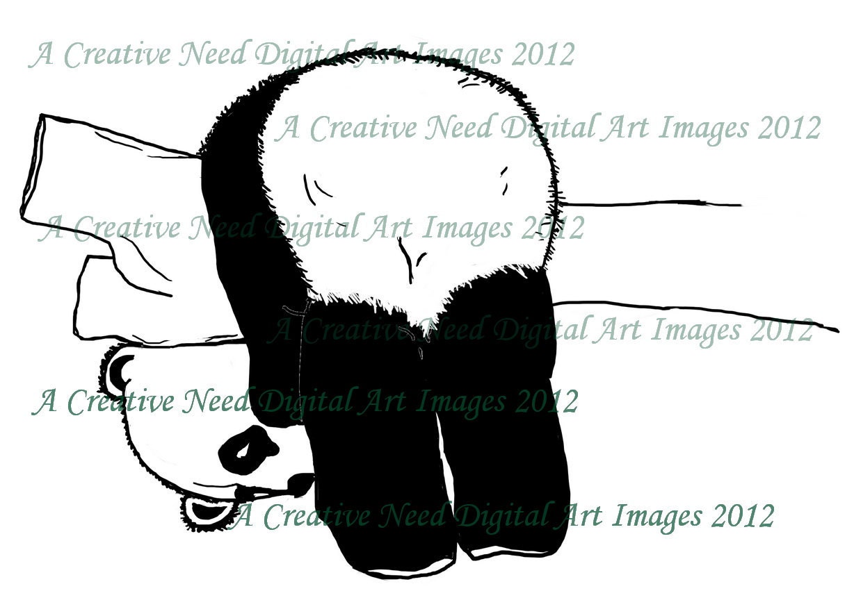 INSTANT Download HANG ON Panda Digital Stamp Image