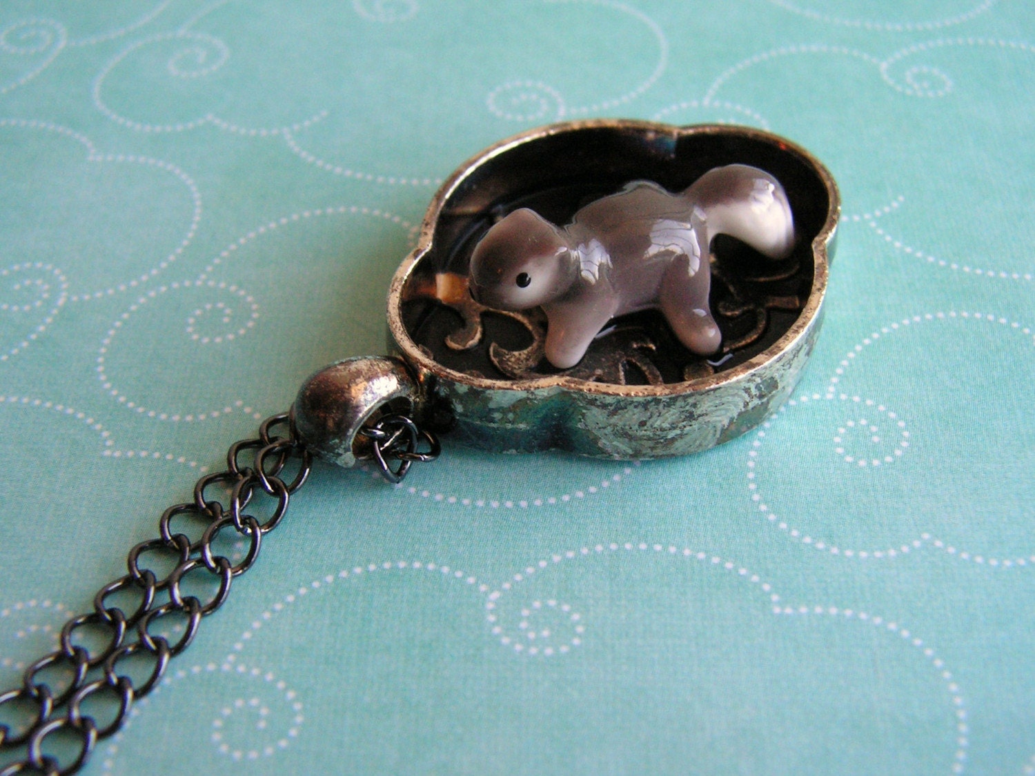 Tiny Ceramic Squirrel Necklace