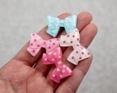 20mm Polka Dot Ribbons Resin Cabochons - 6 pc set
