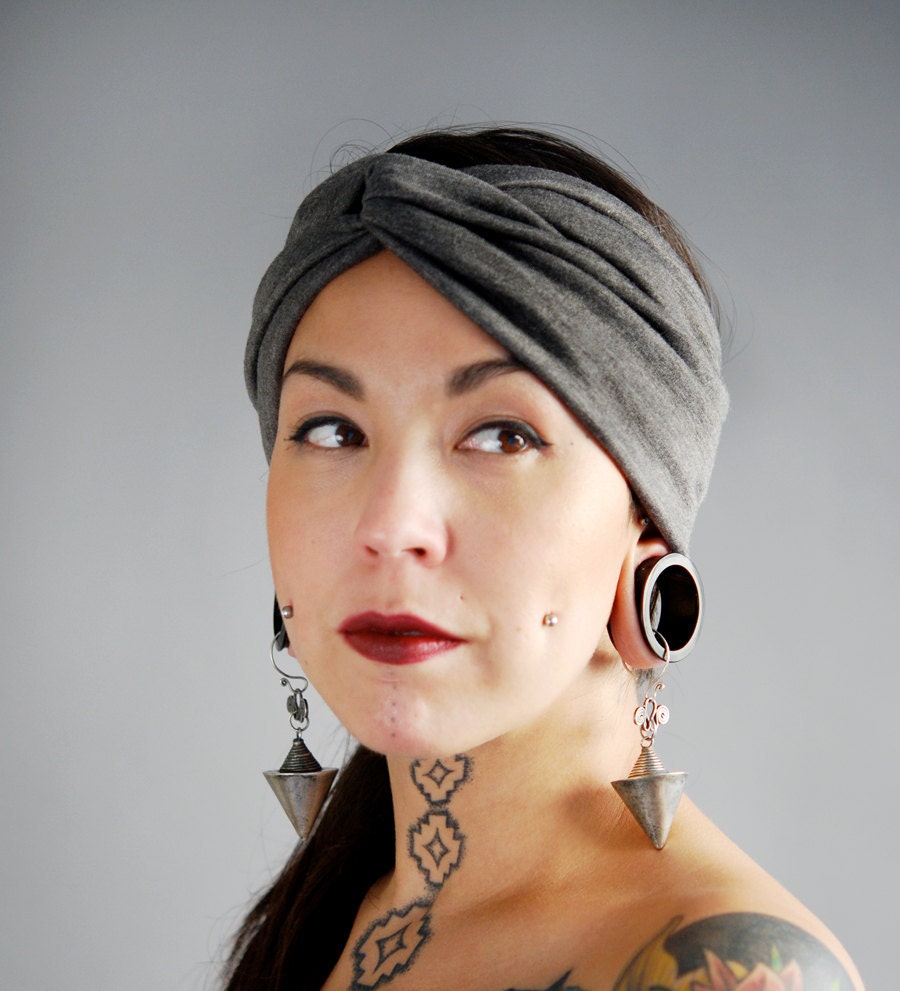 Charcoal Rayon Turban Twist HeadBand