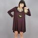 KEEKO - Sample SALE Draped Rounded hemline Long sleeved Dress - Burgundy S/M