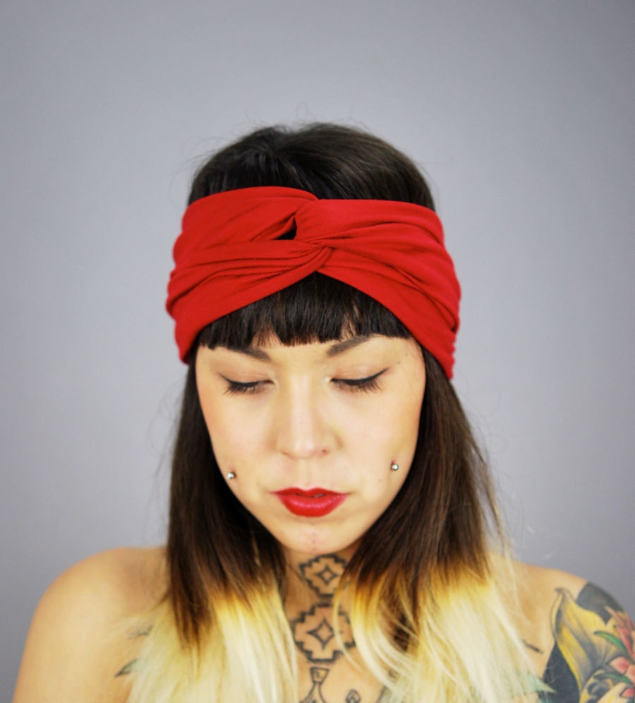 Red is Red Rayon Turban Twist HeadBand
