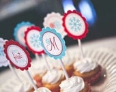 Snowflake Party Printable Cupcake Toppers by The TomKat Studio