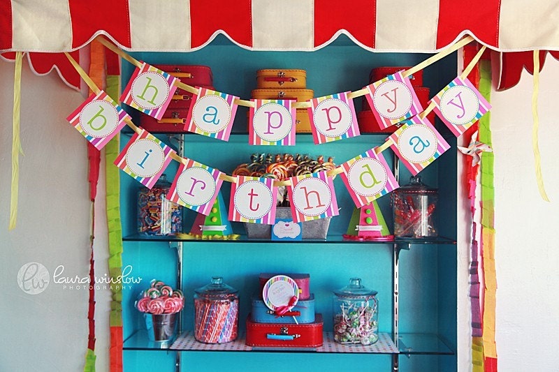 Happy Birthday Banner - Printable Lollipop Party Banner - The TomKat Studio Il_170x135