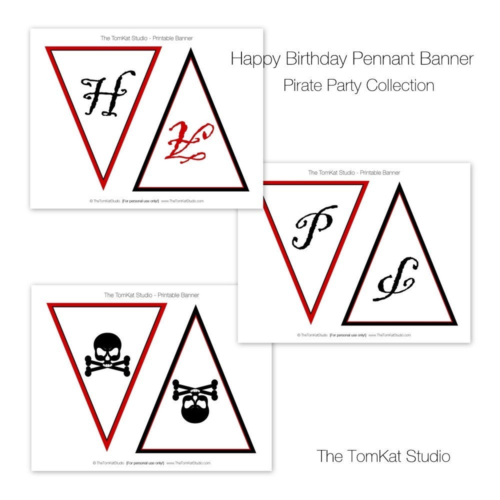 Pirate Party Printable Pennant Banner by The TomKat Studio