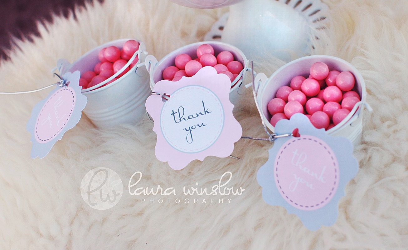 PRINTABLE Favor Tags - Pink & Gray Monogram Party Collection - The TomKat Studio Il_170x135