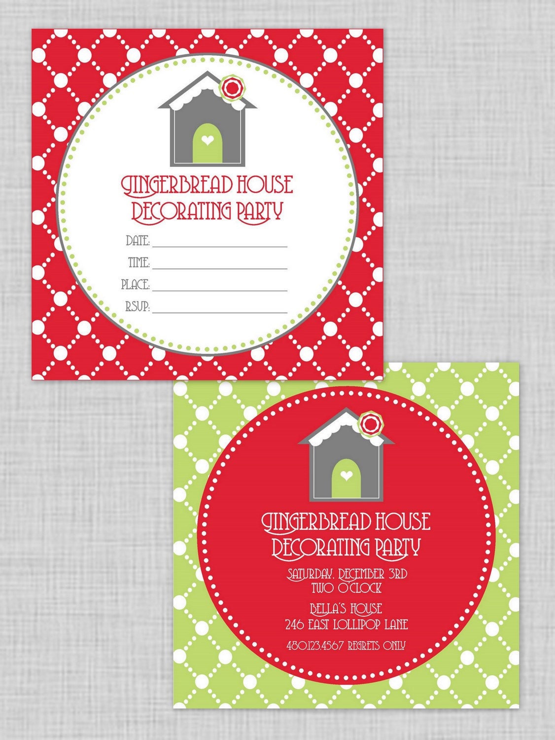 Gingerbread House Party Printable Invitation by The TomKat Studio