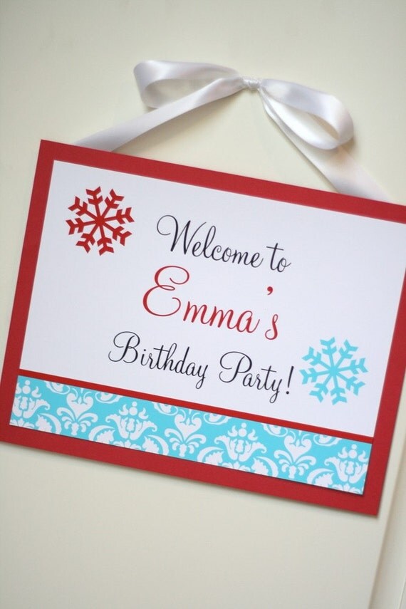 Snowflake Christmas Party - Printable Welcome Sign - The TomKat Studio Il_570xn