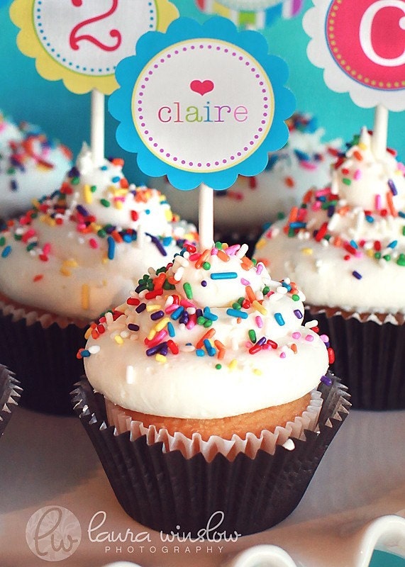 Lollipop Party Cupcake Toppers - Printable Party Circles - The TomKat Studio Il_570xn