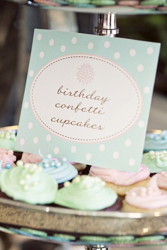 Flower Garden Birthday Party Printable Food/Dessert Labels by The TomKat Studio