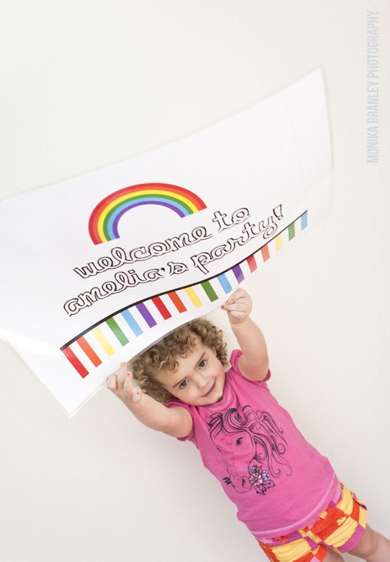 Rainbow Birthday Party - Printable Welcome Sign - The TomKat Studio Il_570xn