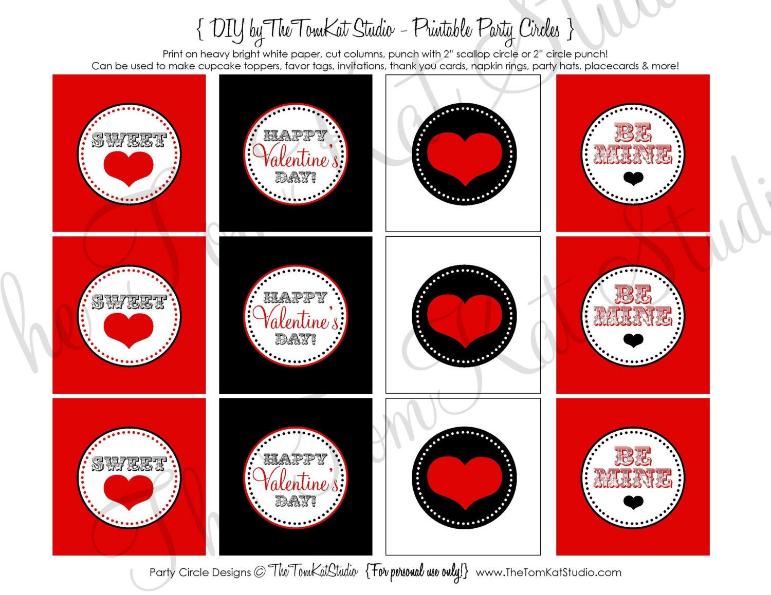 PRINTABLE Sweet Love Valentine's Day Party Circles - The TomKat Studio