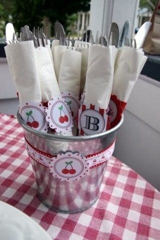 Cherry Picnic Printable Party Circles by The TomKat Studio