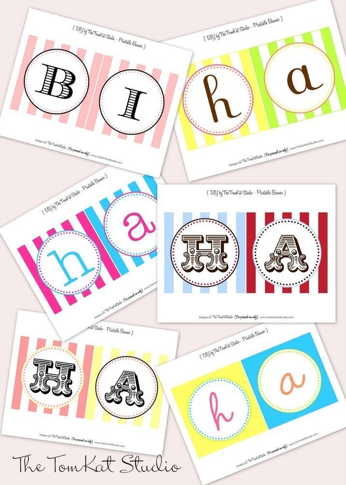 CUSTOM Happy Birthday Banner - Your Choice COLORS Fonts Text - The TomKat Studio