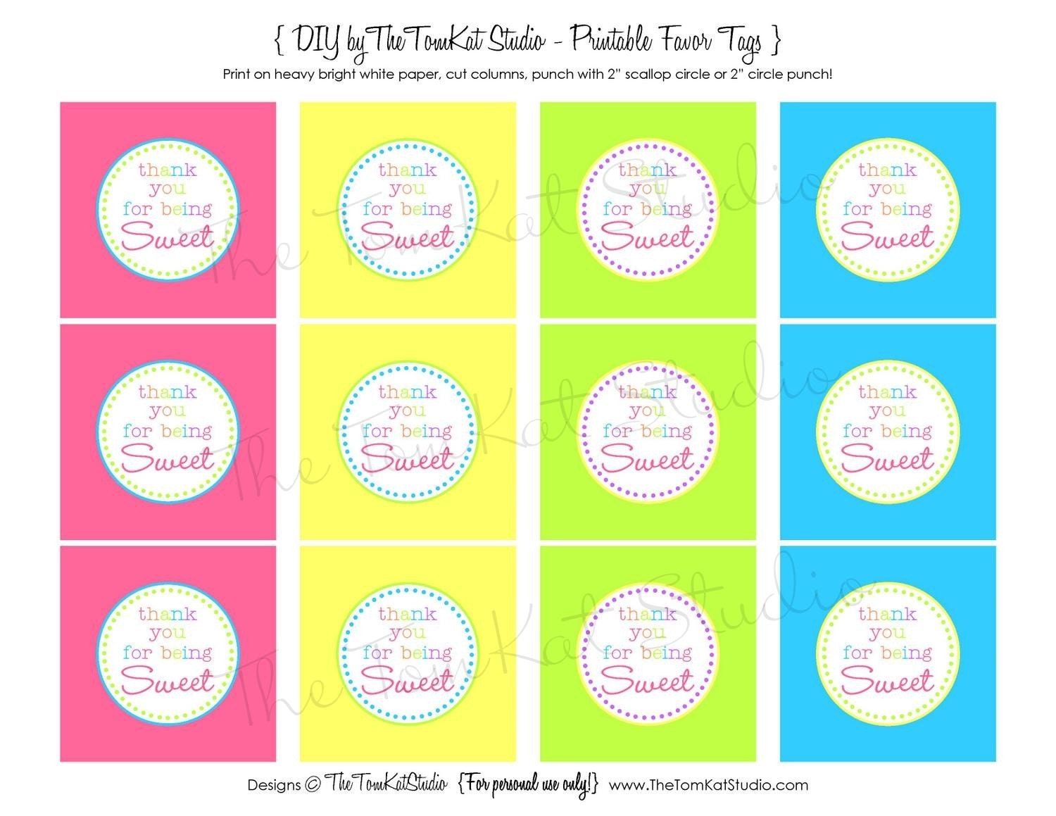 Printable Favor Tags - Lollipop Birthday Party Collection - The TomKat Studio