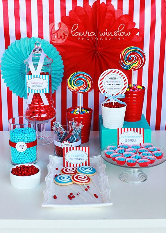 Circus Party for Boys Printable Lollipop Invitation Design by The TomKat Studio