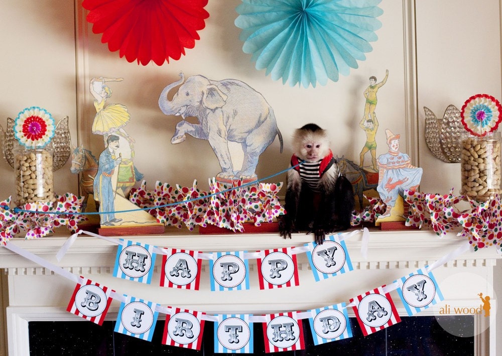 Circus Party for Boys Printable Happy Birthday Banner by The TomKat Studio