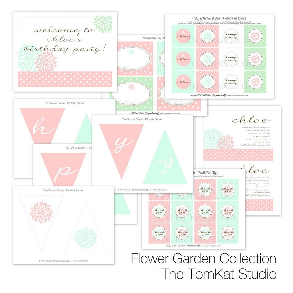 Flower Garden Party Full Printable Party Collection by The TomKat Studio