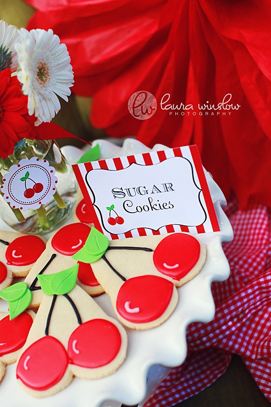 Cherry Picnic Printable Party Circles by The TomKat Studio