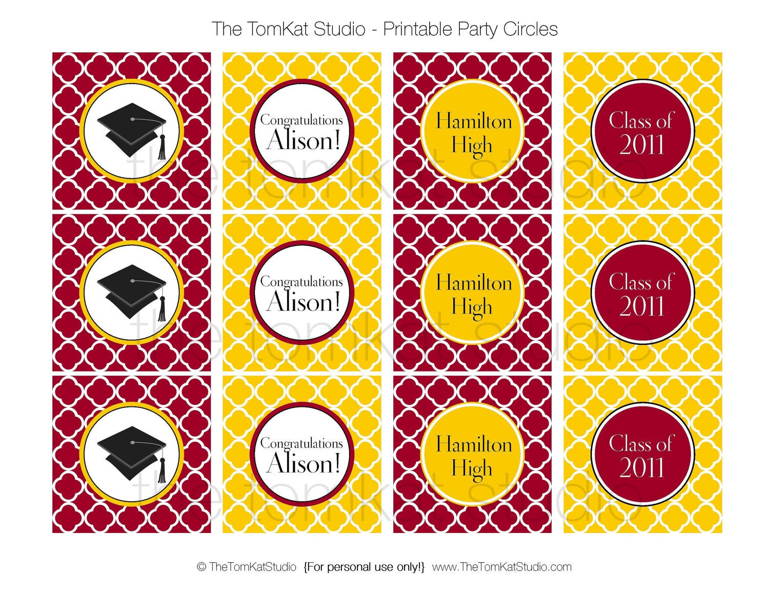 Graduation Party Class of 2013 Printable Party Circles by The TomKat Studio