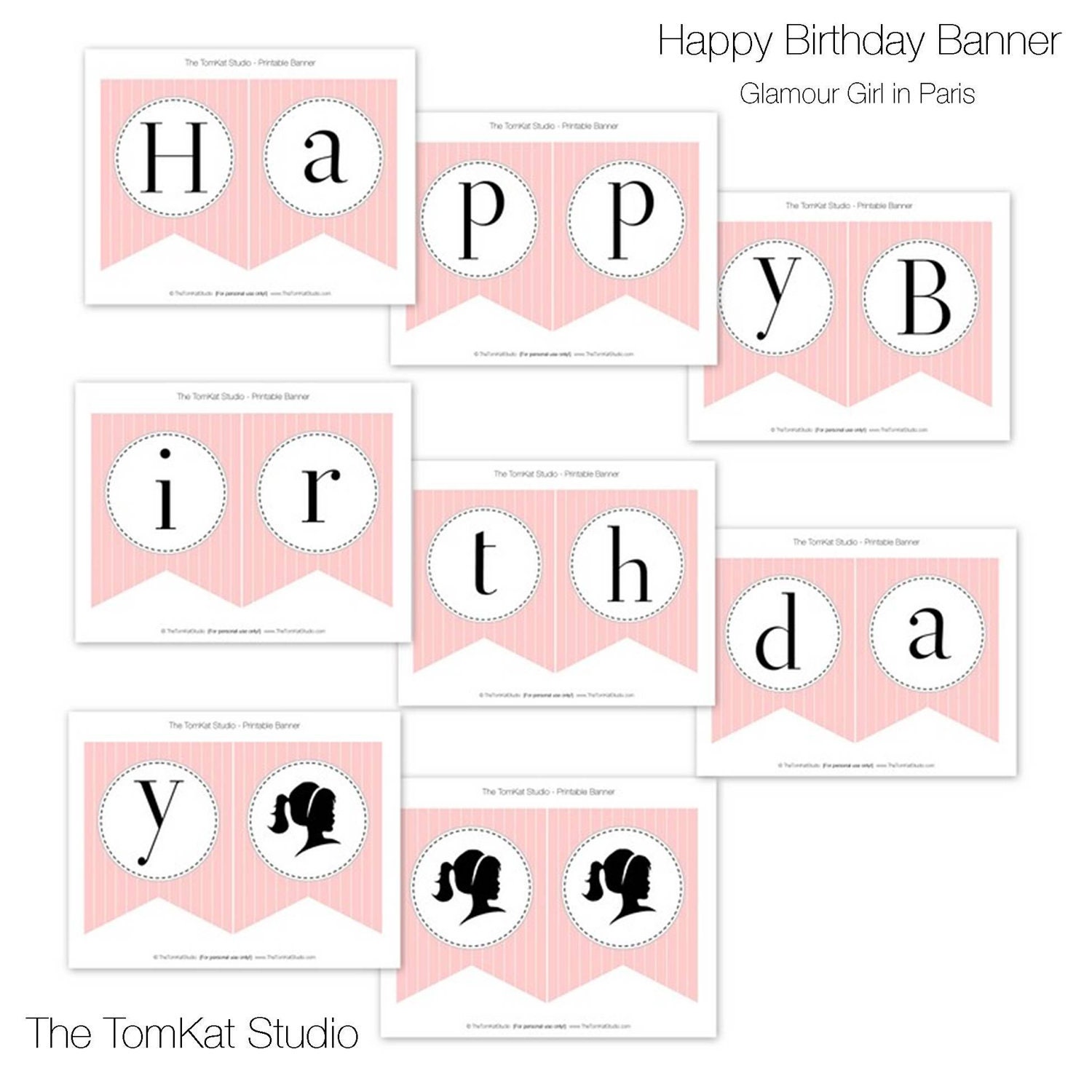 PRINTABLE Birthday Banner - Glamour Girl in Paris Party Collection - The TomKat Studio