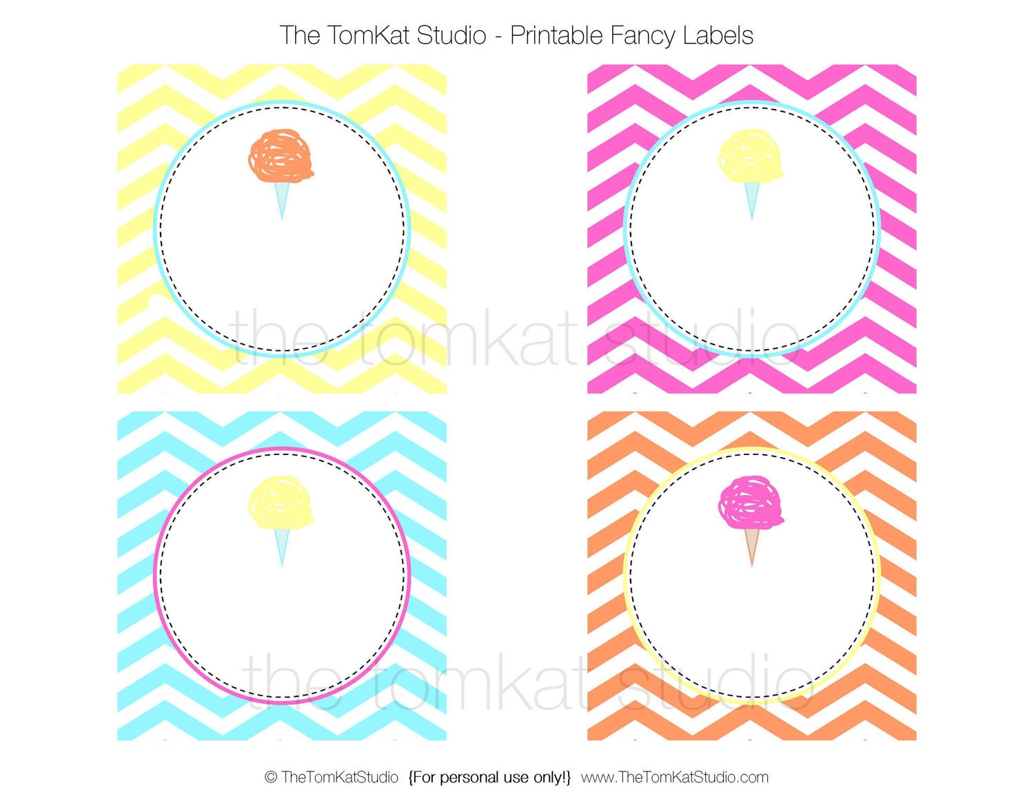 Chevron Cotton Candy Party Printable Labels by The TomKat Studio