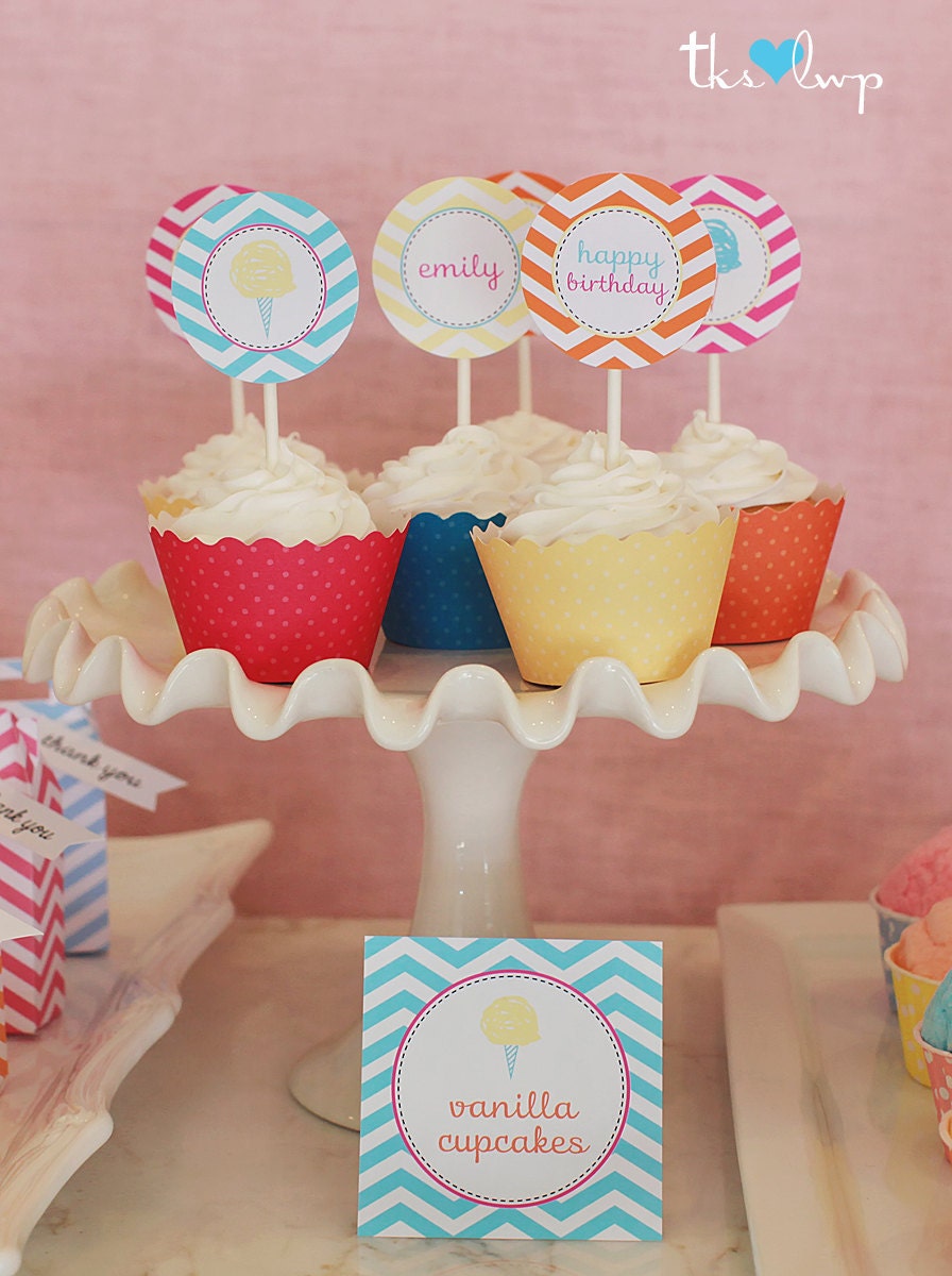 Chevron Cotton Candy Party Full Printable Collection by The TomKat Studio