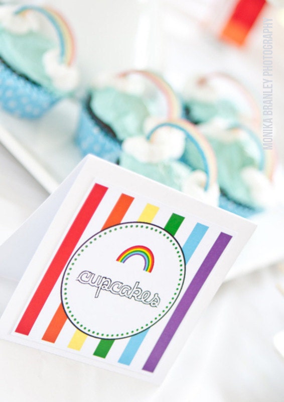 Rainbow Party Printable Food and Dessert Labels - The TomKat Studio