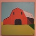 Large Colorful Contemporary Original That RED Barn ART Acrylic Painting Lime Aqua