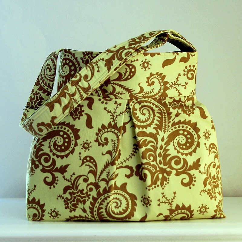 Wood Fern Khaki Pleated Hobo 42 - READY TO SHIP