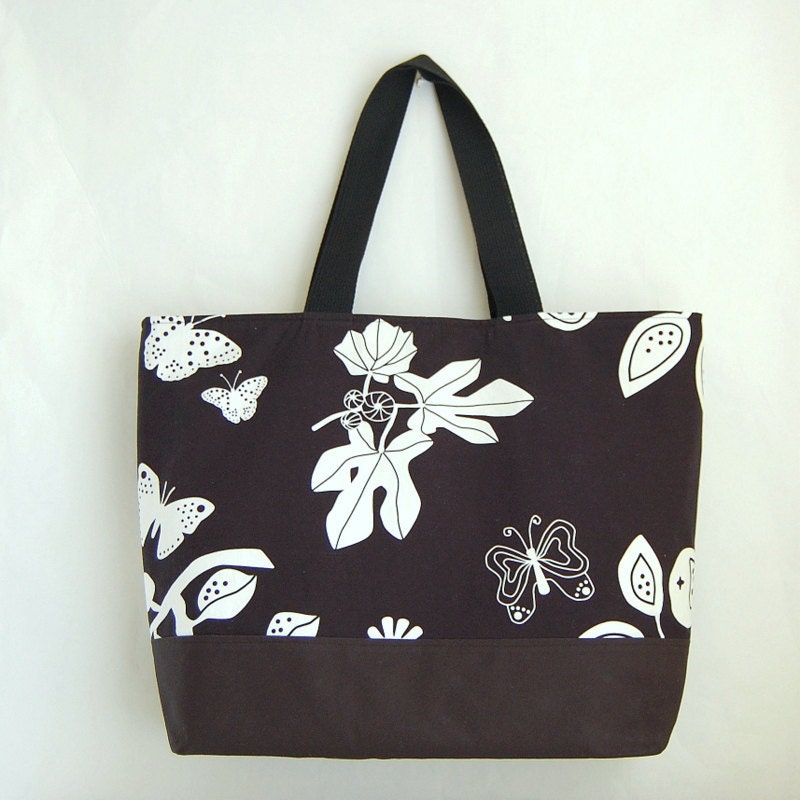 Butterfly on Black XL Extra Large BIG Tote Bag / Beach Bag - Ready to Ship