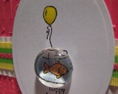 Pink Goldfish Birthday - Embossed - Ribbon