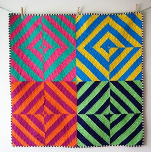 Diagonal Squares Quilt by PippaQuilts on Etsy