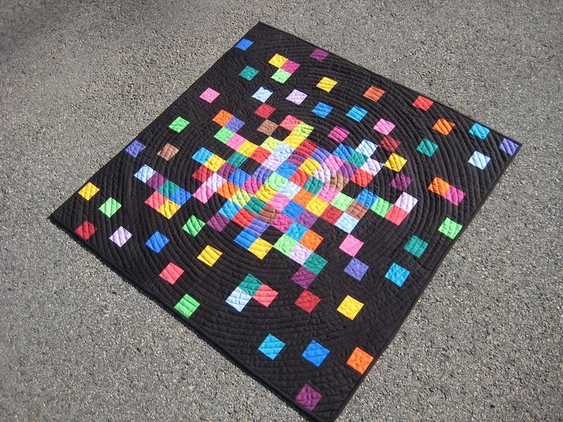ON SALE - Modern Baby Quilt - Pixelated Patchwork