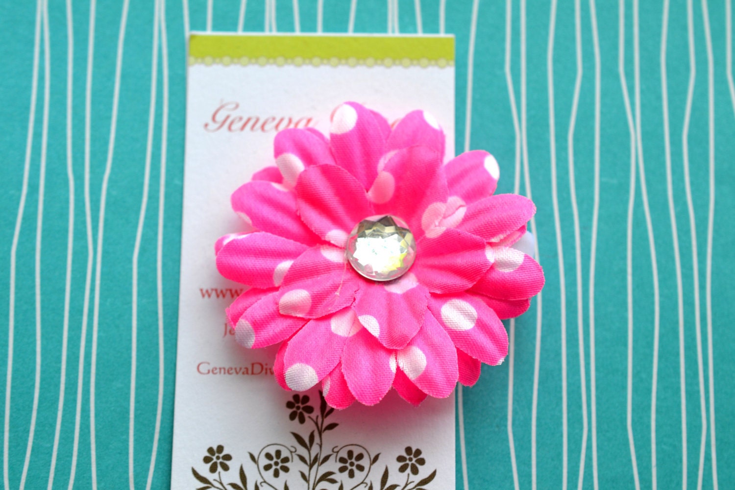 Shocking Pink with White Polka-Dots Mini Gerber Daisy Clip