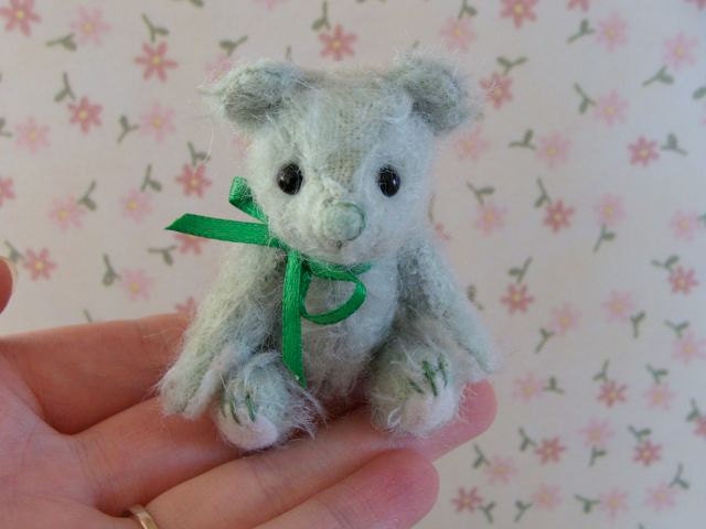 OOAK tiny mohair bear ready for adoption FREE SHIPPING