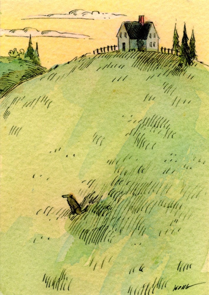 Limited Edition Hand Painted ACEO ---- ---- ---- Peaceful Day in the Yard
